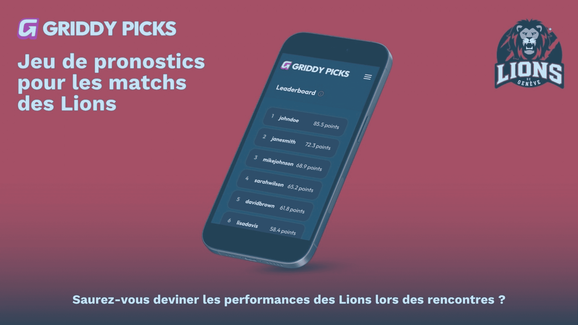 Griddy Picks mobile prediction game leaderboard for basketball fan engagement